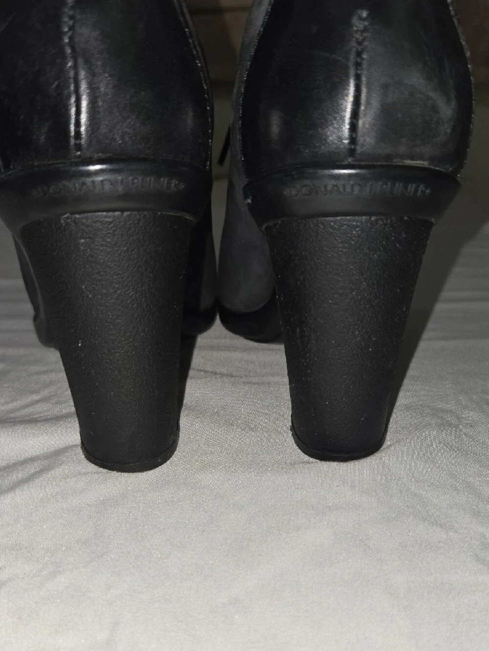 Donald J. Pilner Women's Brushed Black Leather Lace-Up Heels
